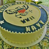 Navy cake for WWII veteran in 100% buttercream 