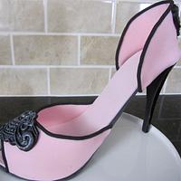 Pink & Black High Heel Shoe