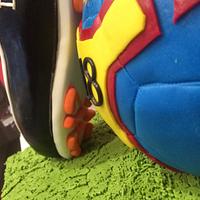 Soccer ball and shoe cake