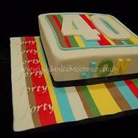 Retro funky striped birthday cake