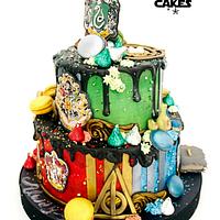 Harry Potter Hogwarts themed Drip Cake