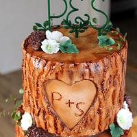 Tree log wedding cake