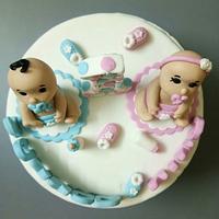 Birthday cake for twin babies 