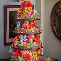 5 tier woodland wedding cake 