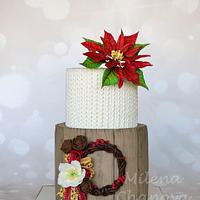 Winter Poinsettia Cake