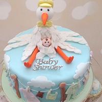 Stork cake for a baby shower