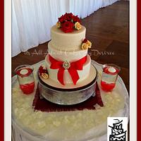 Red & Ivory Elegant Wedding Cake