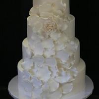 Rose petals wedding cake
