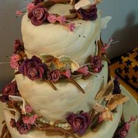 Twigs  and Roses wedding cake