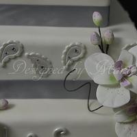 wedding cake with moth orchids