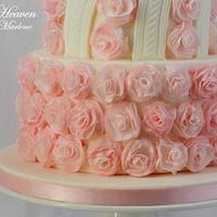 Pink Wafer Paper Roses Cake