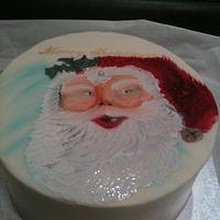 painted santa christmas cake 