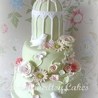 Garden themed Birdcage Wedding Cake