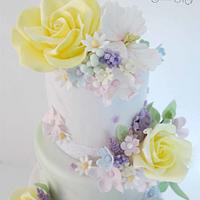 summer pastel wedding cake 