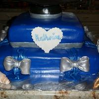 Blue and Silver Graduation Cake