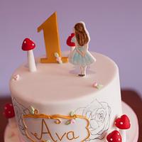 Alice themed twin birthday cakes