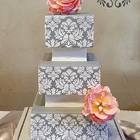 Gray Damask Wedding Cake