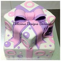 stacked present cake