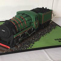 All aboard - vintage steam train cake