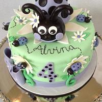 Pretty Purple Ladybug Birthday Cake