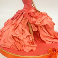 Coral Swirling Dress Barbie - Decorated Cake by William - CakesDecor