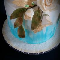 Golden and Blue Wedding Cake