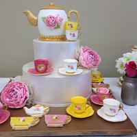 Tea theme Bridal Shower, Pastel de tazas de azucar