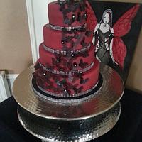 Gothic butterfly wedding cake