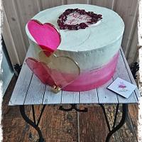 Cake with edible hearts