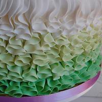 Hand Painted Floral Ruffle Cake 