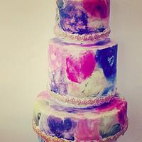 hand painted wedding cake.