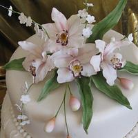 Cymbidium orchid wedding cake