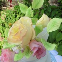 Pastel vintage roses wedding cake