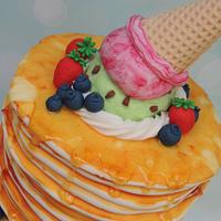 Pancake stack & ice cream