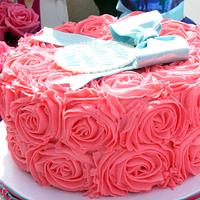 Hot Pink and Teal Rose Cake
