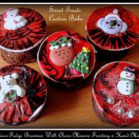 Christmas Theme Brownie Cupcakes