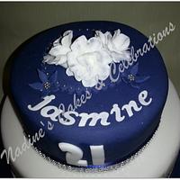 Navy & Diamonte Birthday Cake