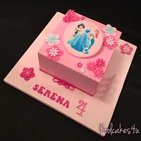 Very pink princess square birthday cake