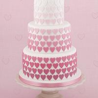 Pink Ombre Heart Wedding Cake