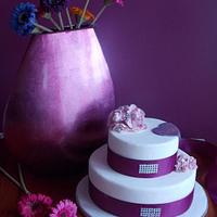 Flower and Bling wedding cake