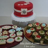Christmas cake, cookies and cupcakes
