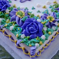 Buttercream majestic purples floral birthday cake