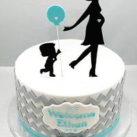 Chevron and Balloon Baby Shower Cake