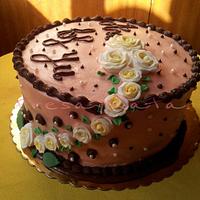 Layer cake y cascada de rosas