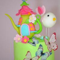 Christening cake with butterflies