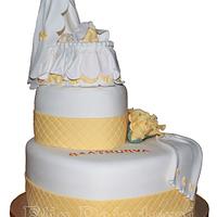 Yellow christening cake