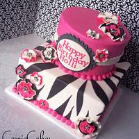 two tiered zebra/pink birthday