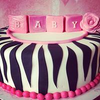 Pink Zebra Baby Shower Cake