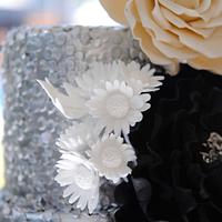 Sequins Blooms Wedding Cake