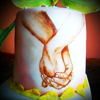 Wedding hand painted cake